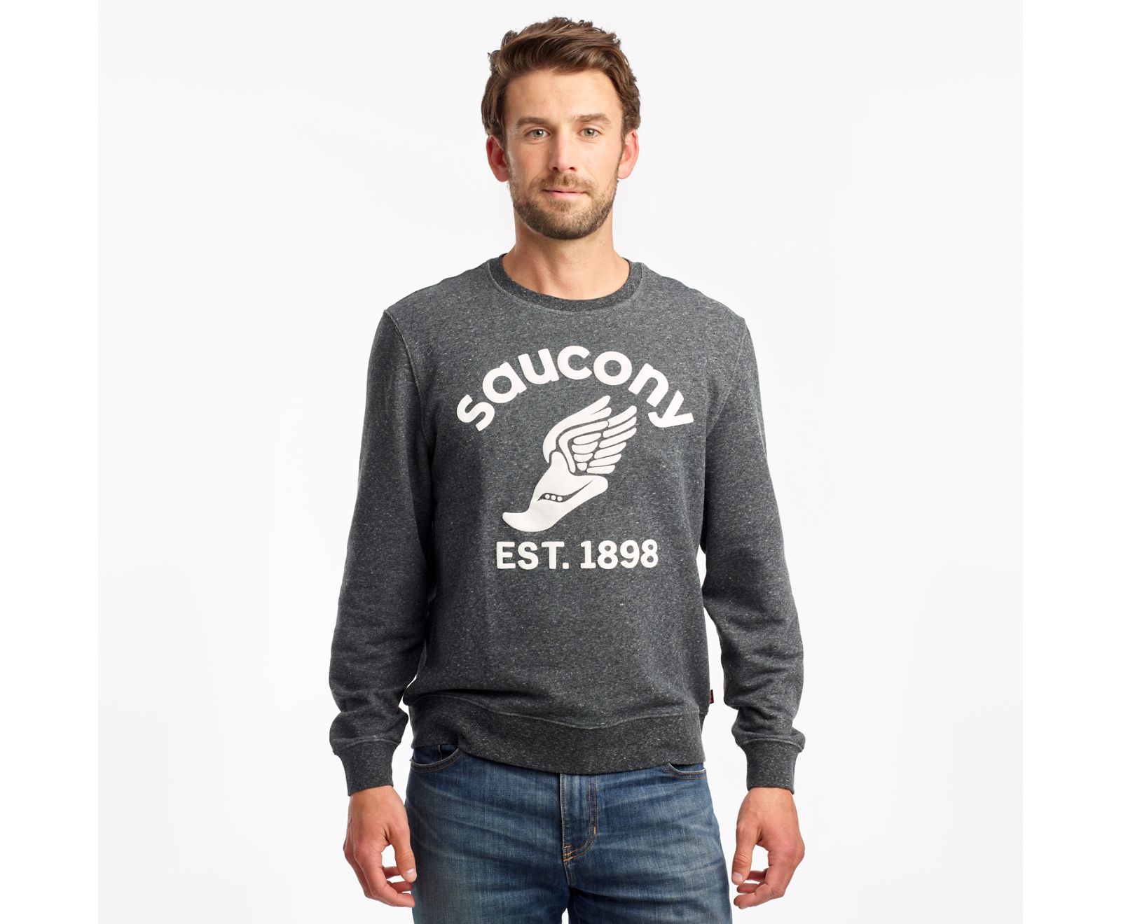 Saucony Rested Crewneck Men's Shirts Black | AU 624MQZA